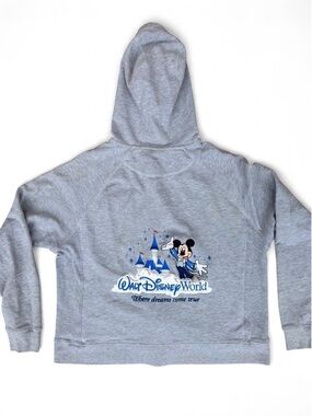Disney Gray Zip Up Hoodie with Mickey Castle Graphic